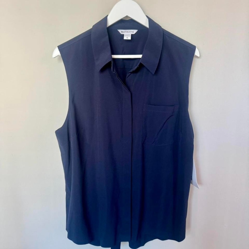 Athleta Navy Button Down Tank